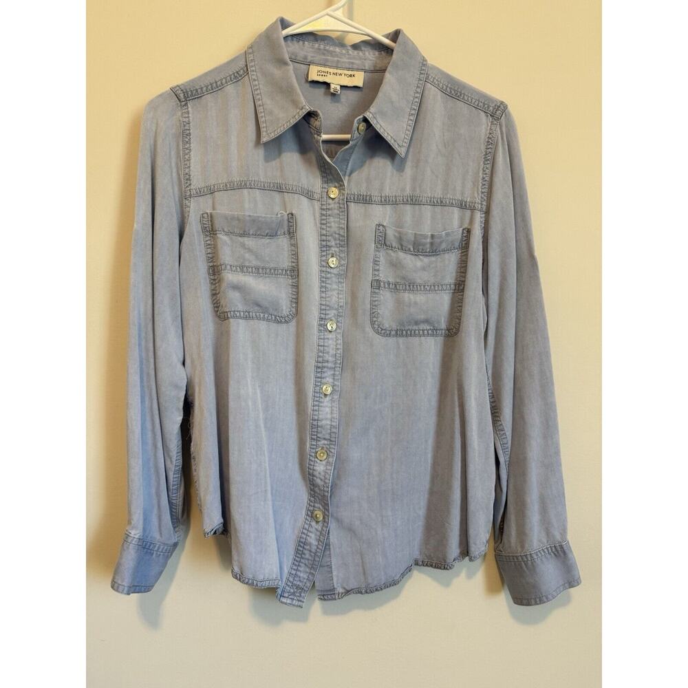 Jones New York Sport Denim Button Up Shirt For Woman Medium